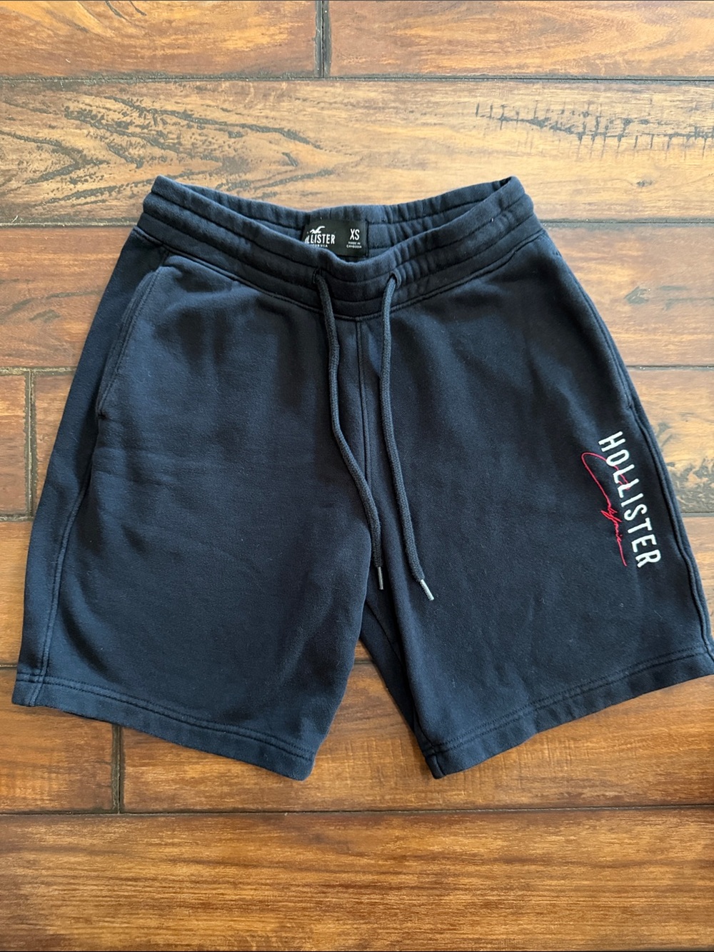 Hollister Black Athletic Drawstring Shorts with Pockets & Logo